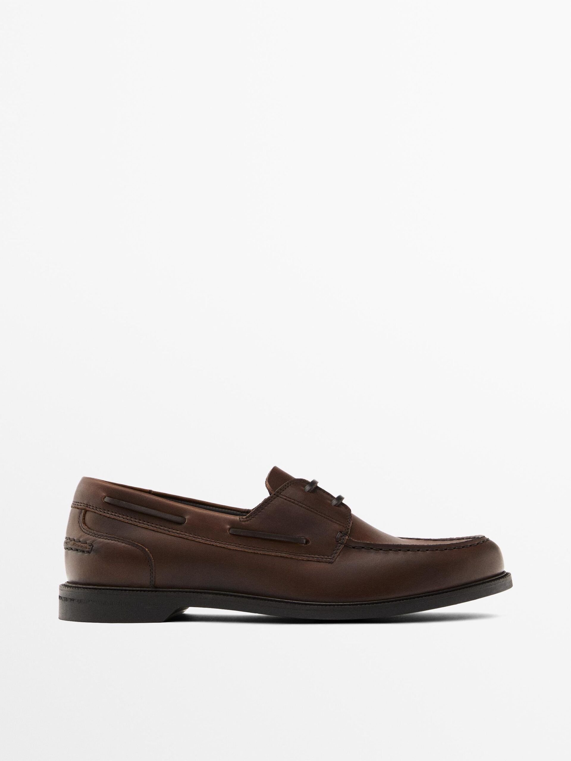 Oiled Leather Deck Shoes CHOCOLATE BROWN