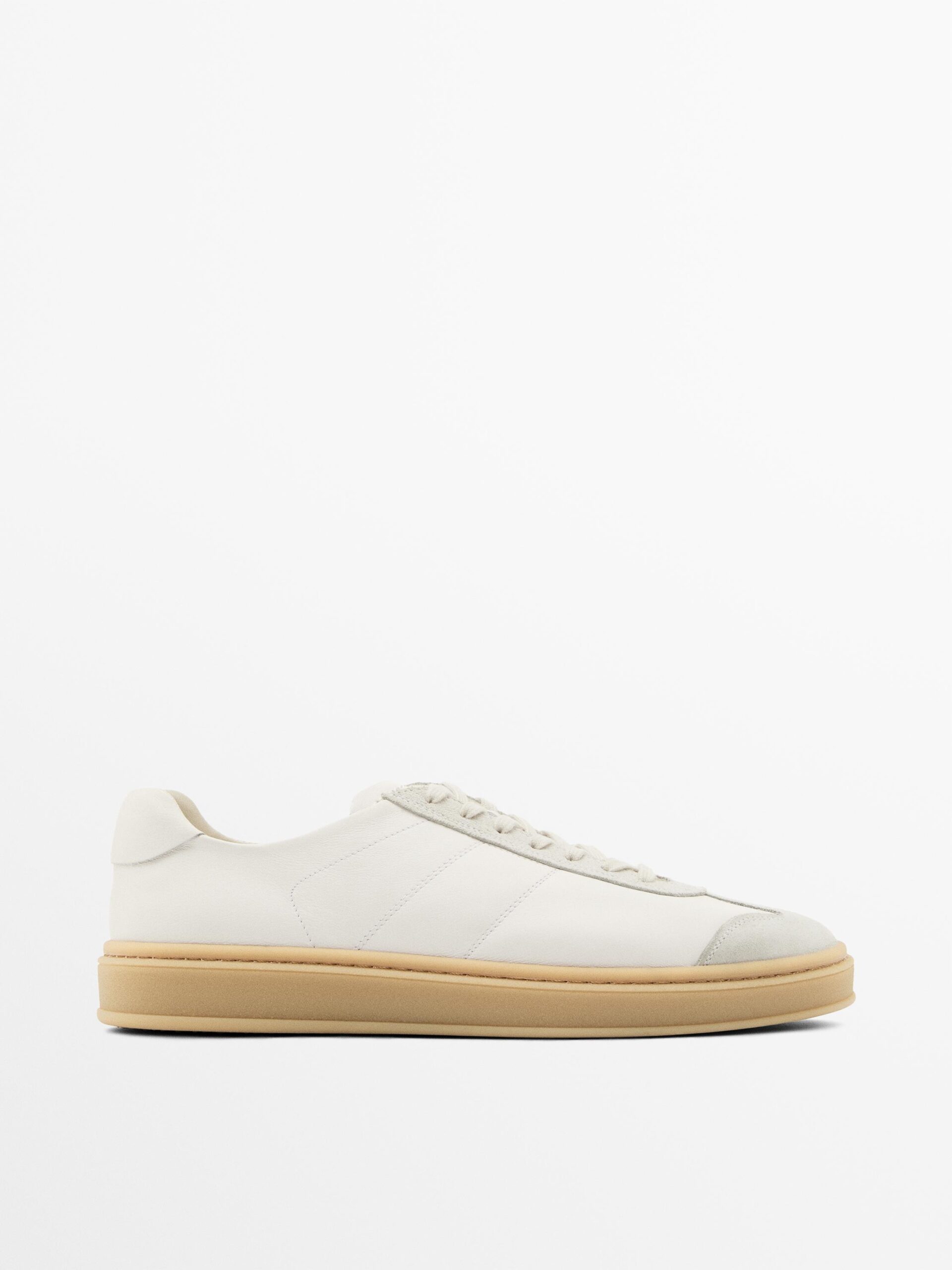 Contrast Leather Trainers WHITE