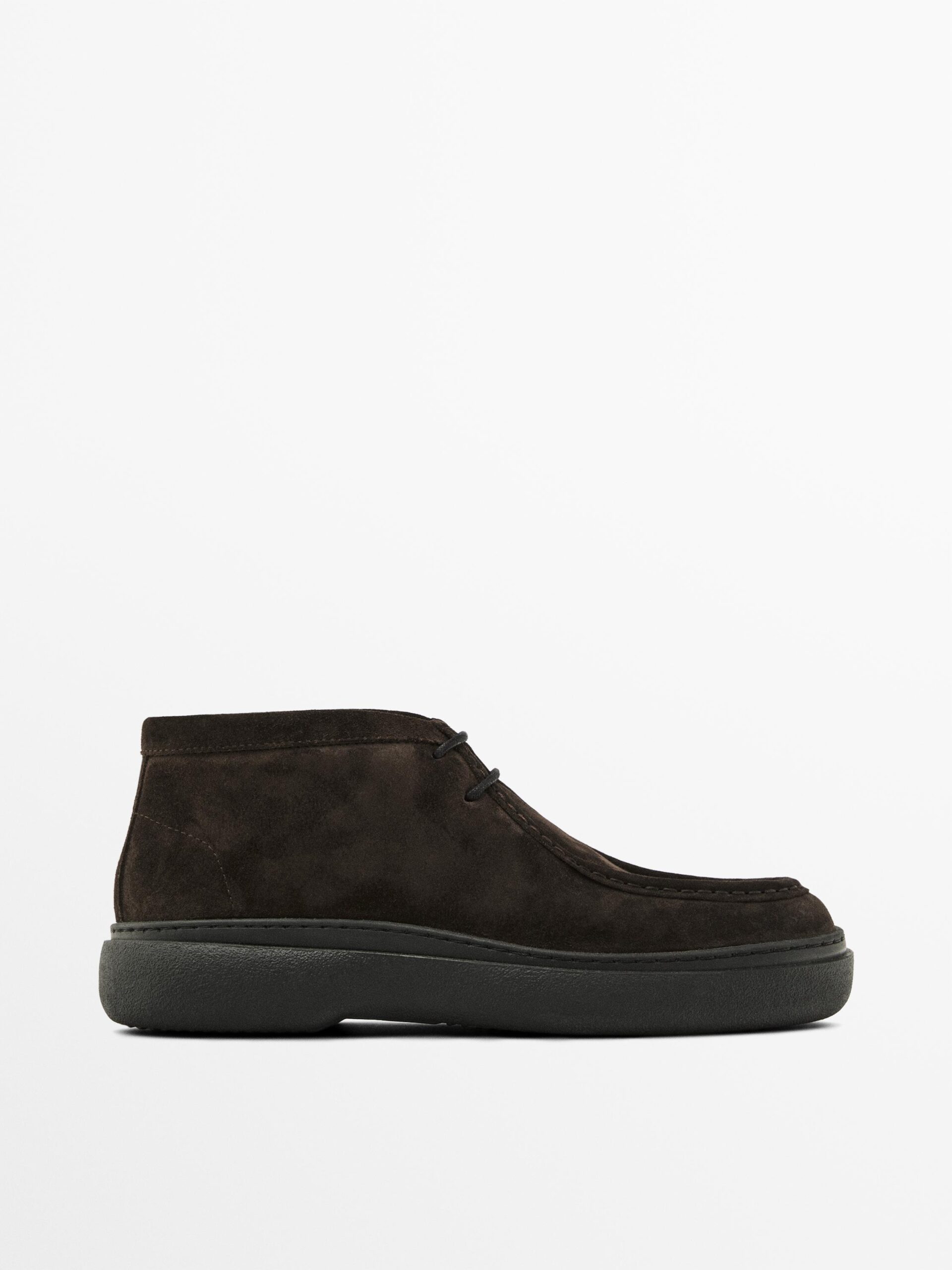 Moc Toe Split Suede Ankle Boots DARK BROWN