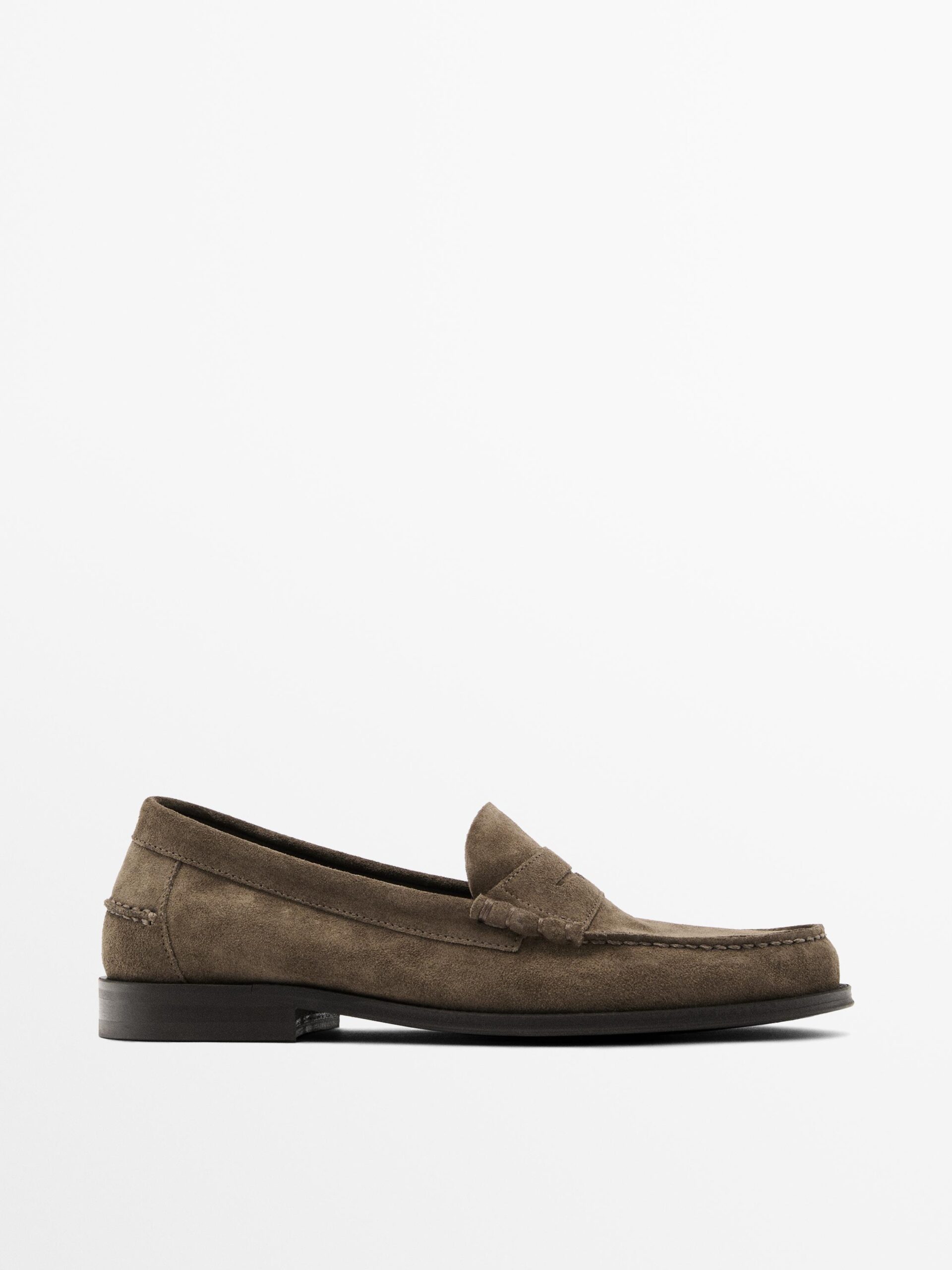 Split Suede Penny Loafers ARMY GREEN