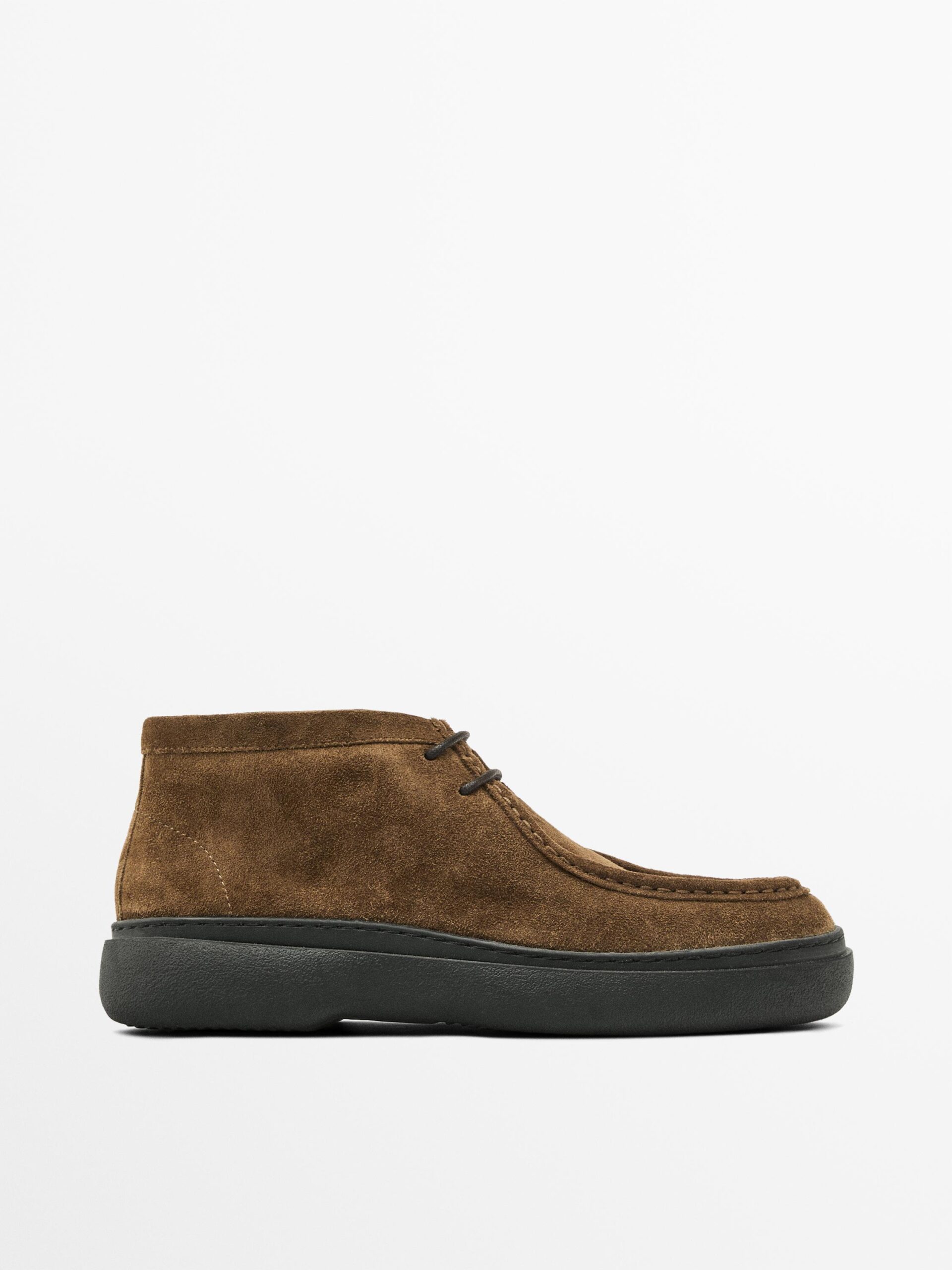 Moc Toe Split Suede Ankle Boots TAN BROWN