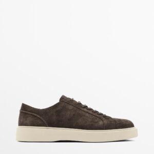 Leather Lace-up Trainers BROWN