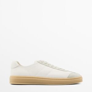 Contrast Leather Trainers WHITE