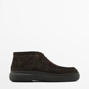 Moc Toe Split Suede Ankle Boots DARK BROWN