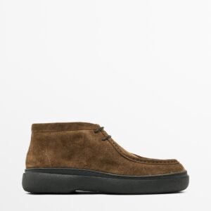 Moc Toe Split Suede Ankle Boots TAN BROWN