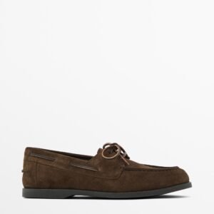 Split Suede Deck Shoes BROWN