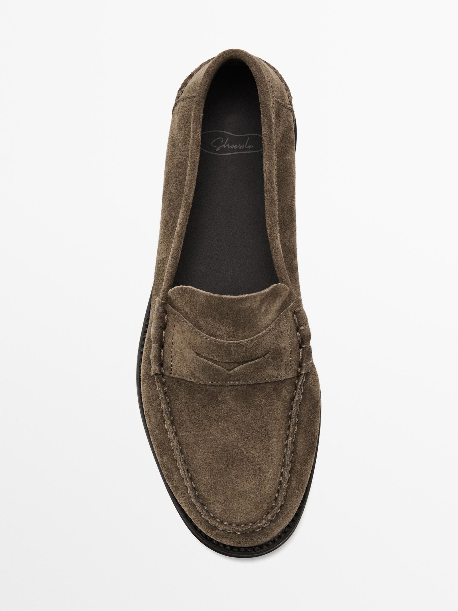 Split Suede Penny Loafers ARMY GREEN - Image 3