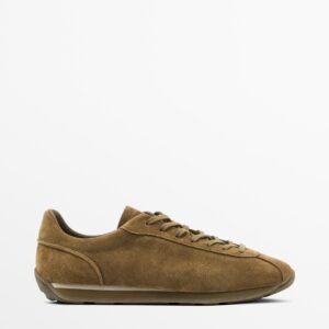 Split Suede Trainers CAMEL